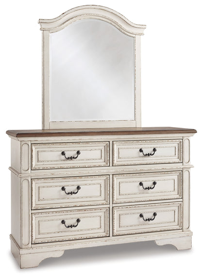 Realyn Two-tone Full Panel Bed, Dresser, Mirror, 3-Piece Vanity and Nightstand - B743B27