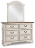 Realyn Two-tone Full Panel Bed, Dresser, Mirror and Nightstand - B743B40