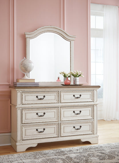 Realyn Two-tone Full Panel Bed, Dresser, Mirror and Nightstand - B743B40