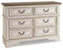 Realyn Two-tone Full Upholstered Panel Bed with Dresser - B743B34