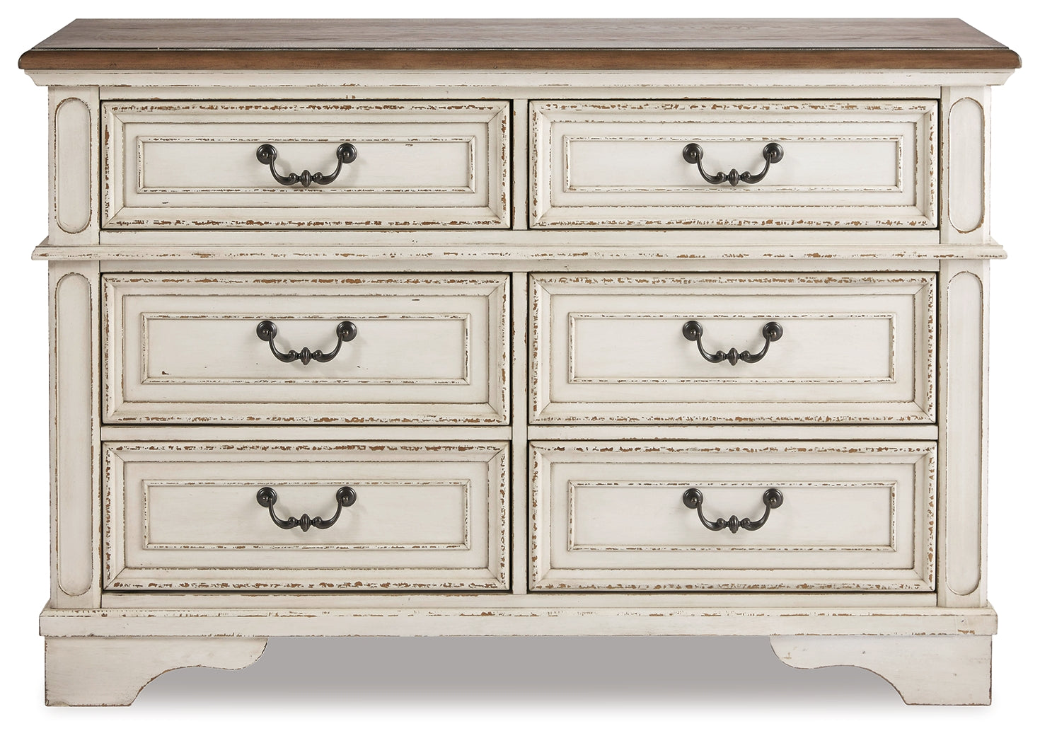 Realyn Two-tone Full Upholstered Panel Bed with Dresser - B743B34