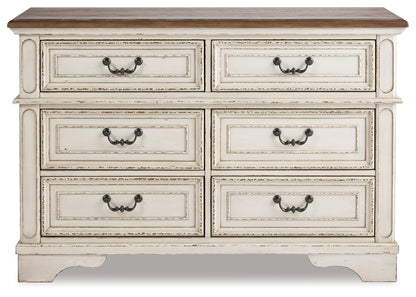 Realyn Two-tone Full Upholstered Panel Bed with Dresser - B743B34