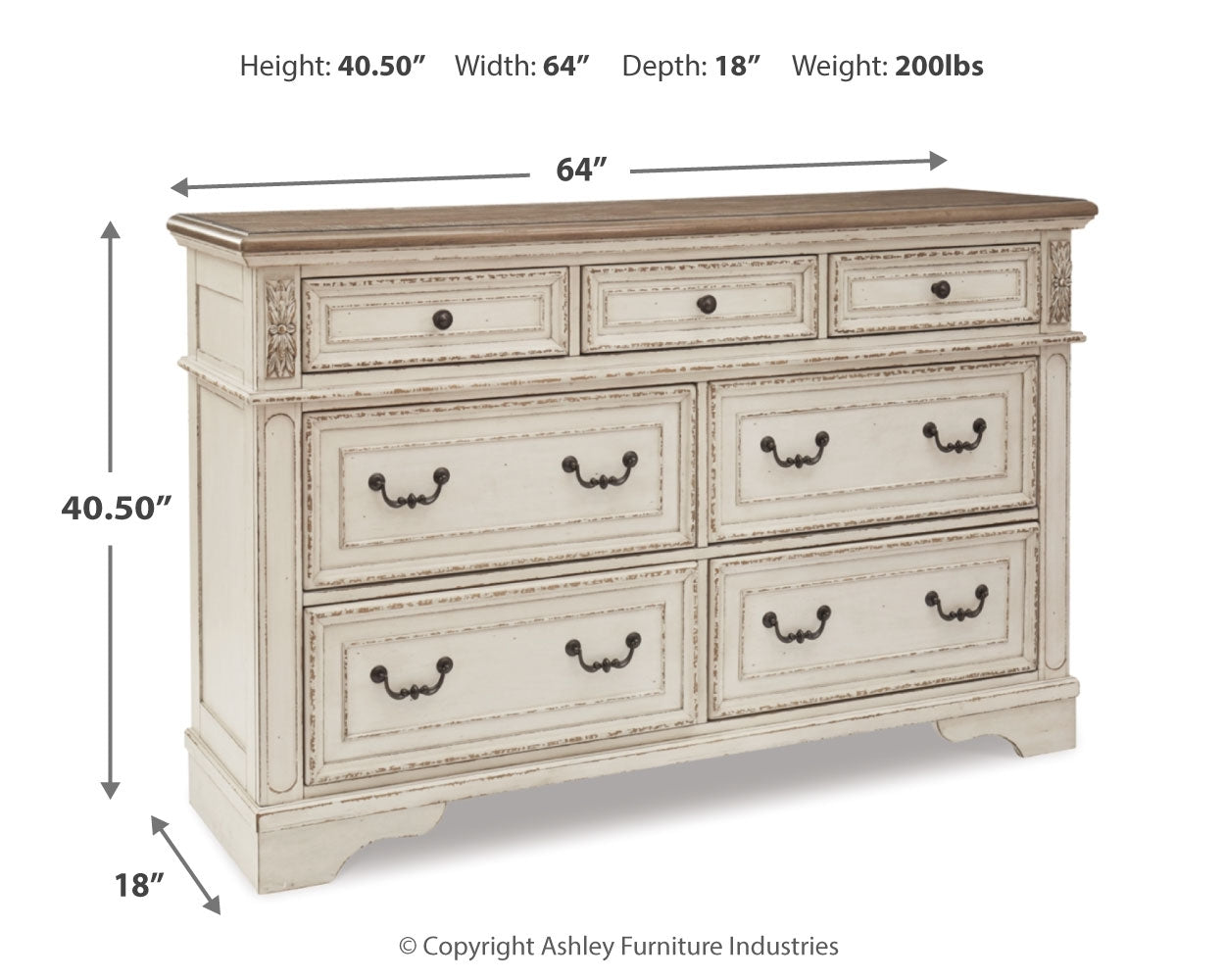 Realyn Two-tone King Bed, Dresser and 2 Nightstands - B743B60