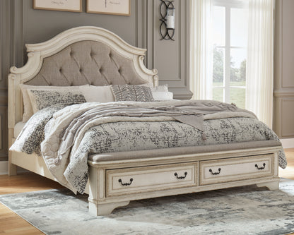 Realyn Two-tone King Panel Bed, Dresser, Mirror and 2 Nightstands - B743B64
