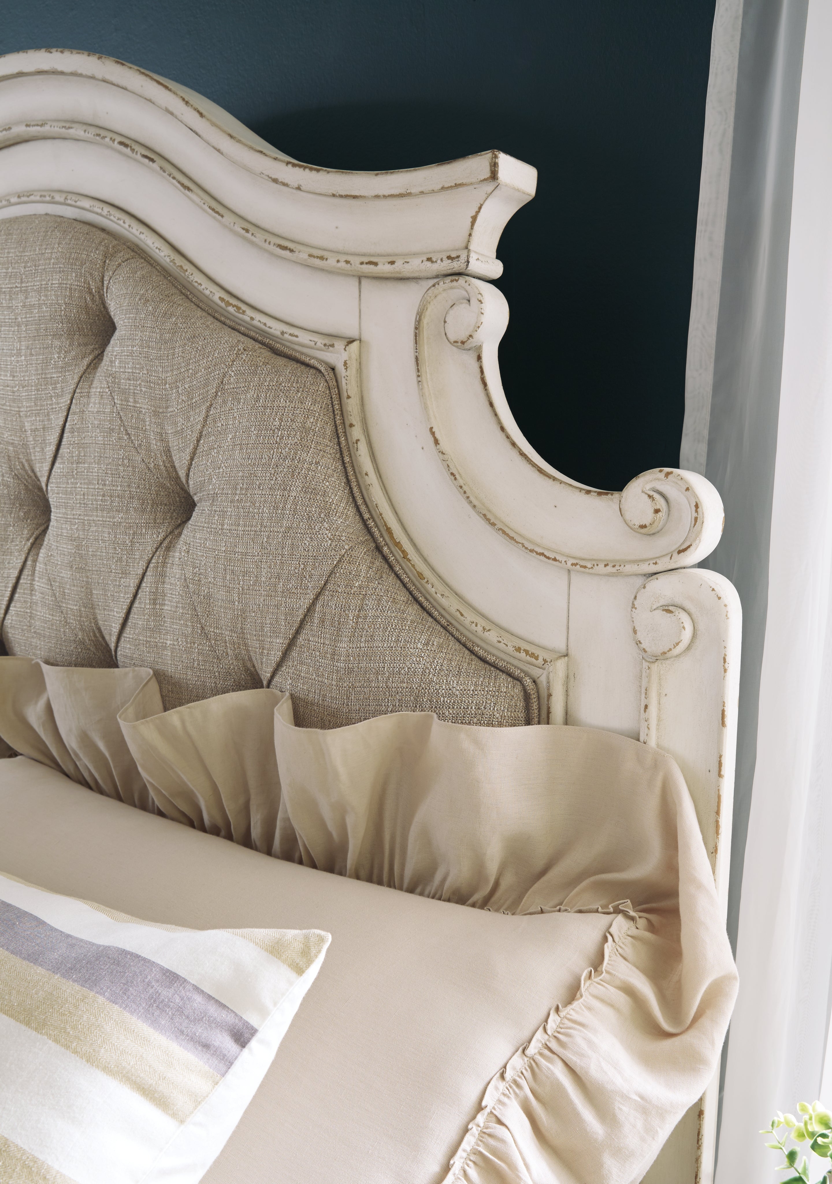Realyn Two-tone King Panel Bed, Dresser, Mirror and 2 Nightstands - B743B64