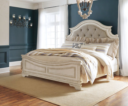Realyn Two-tone King Panel Bed, Dresser, Mirror and 2 Nightstands - B743B70