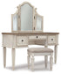 Realyn Two-tone King Panel Bed, Vanity, Chest and 2 Nightstands - B743B73