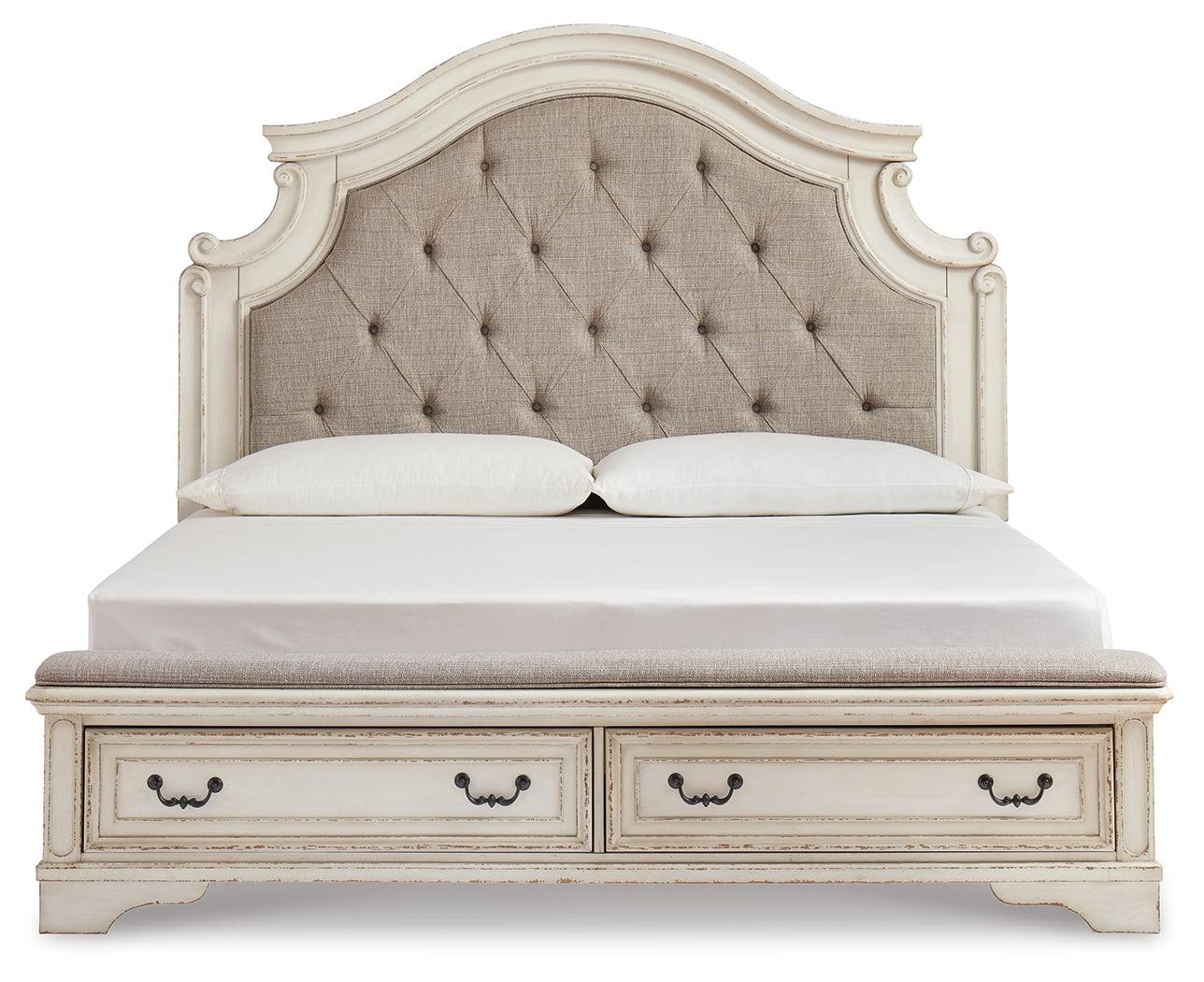 Realyn Two-tone King Storage Bed, Chest and 2 Nightstands - B743B50