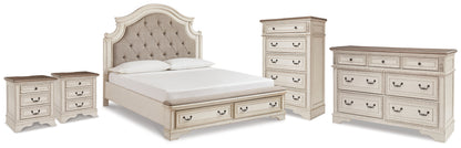 Realyn Two-tone King Storage Bed, Dresser, Chest and 2 Nightstands - B743B69