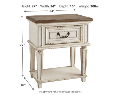 Realyn Two-tone King Storage Bed, Dresser, Mirror and Nightstand - B743B59