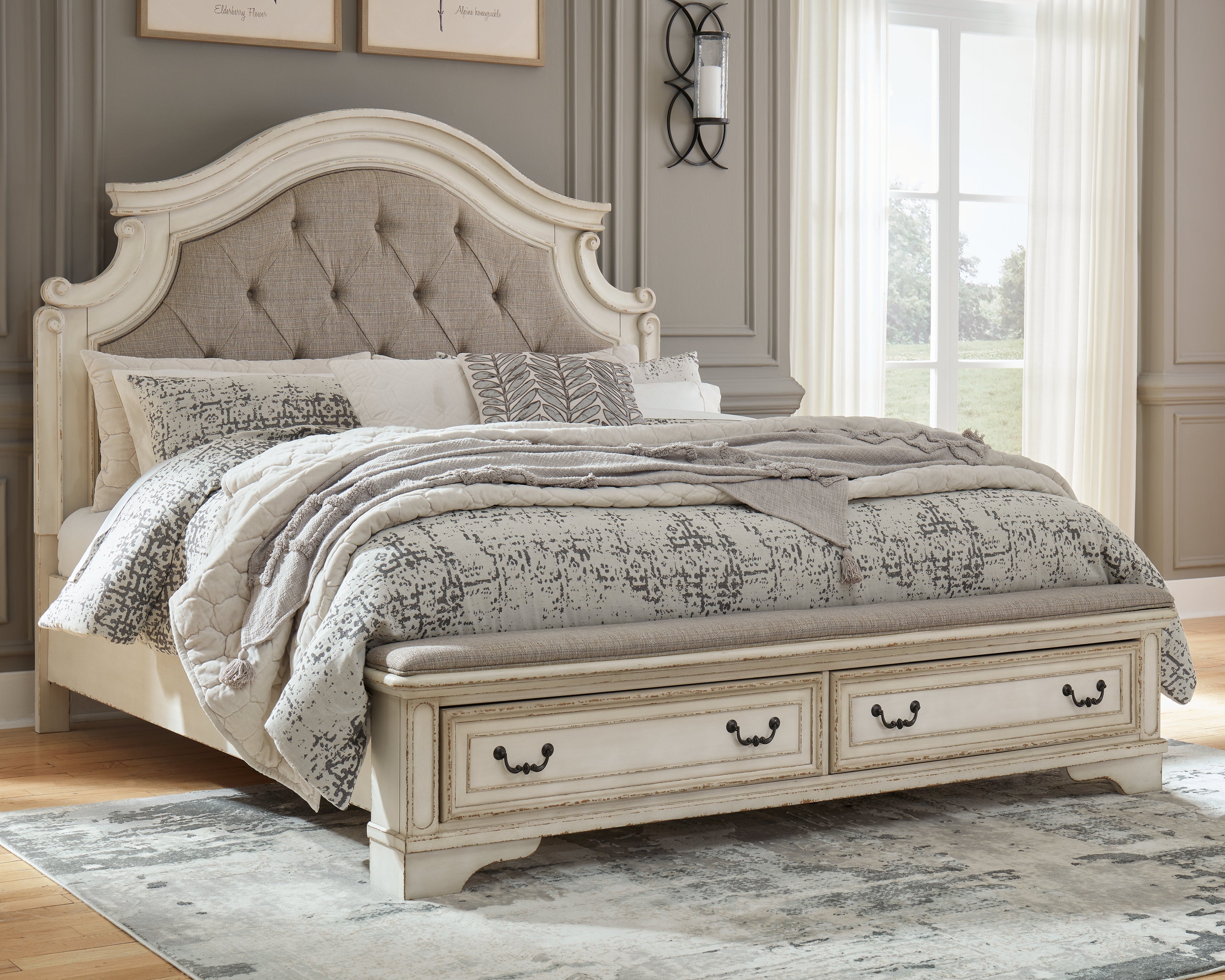 Realyn Two-tone King Storage Bed, Dresser, Mirror and Nightstand - B743B59