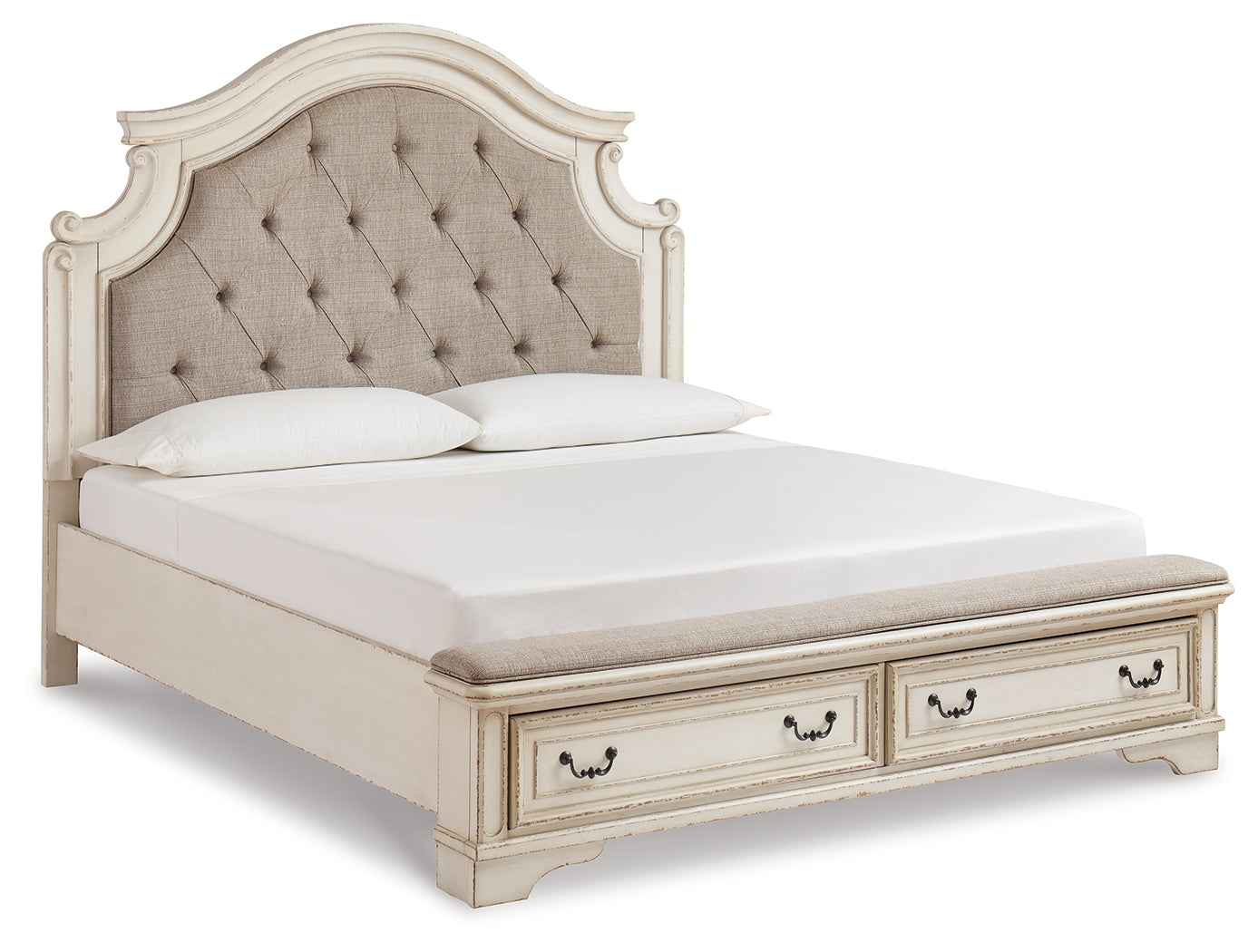 Realyn Two-tone King Storage Bed, Dresser, Mirror and Nightstand - B743B59