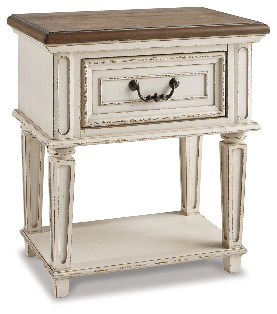 Realyn Two-tone King Storage Bed, Dresser, Mirror and Nightstand - B743B59