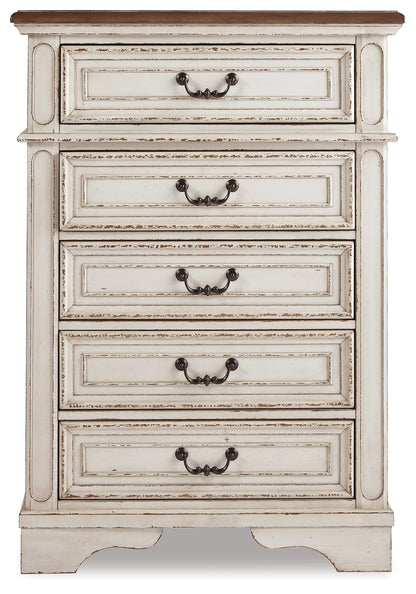 Realyn Two-tone Queen Panel Bed, Dresser, Mirror, Chest and Nightstand - B743B46