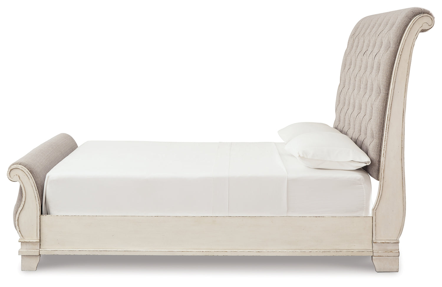 Realyn Two-tone Queen Upholstered Sleigh Bed and Chest - B743B29