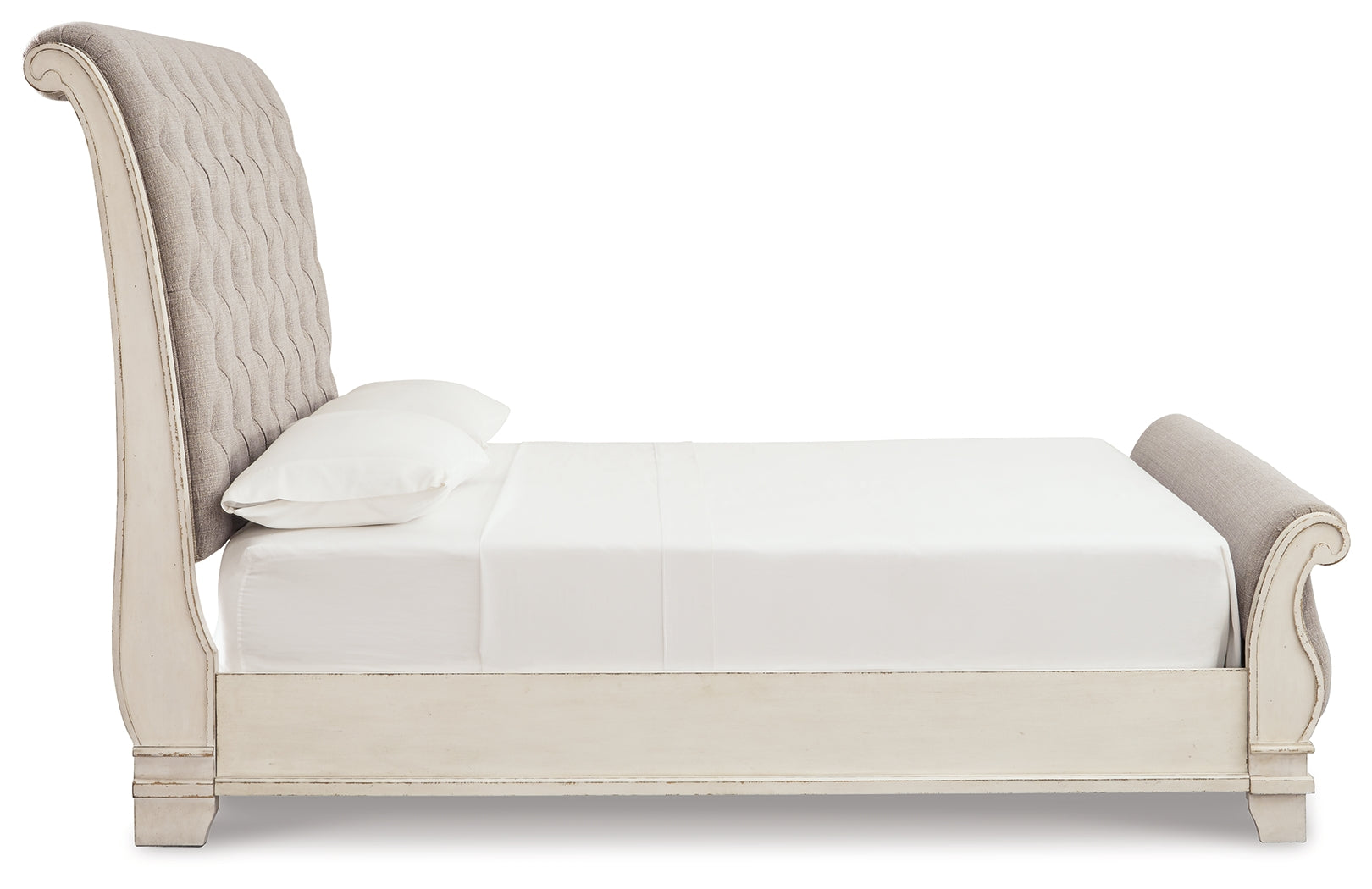 Realyn Two-tone Queen Upholstered Sleigh Bed and Chest - B743B29