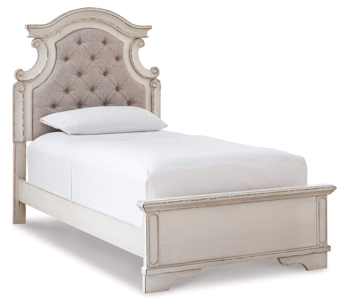 Realyn Two-tone Twin Panel Bed, Dresser, Mirror, Chest and Nightstand - B743B44
