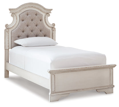 Realyn Two-tone Twin Panel Bed, Dresser, Mirror, Chest and Nightstand - B743B44