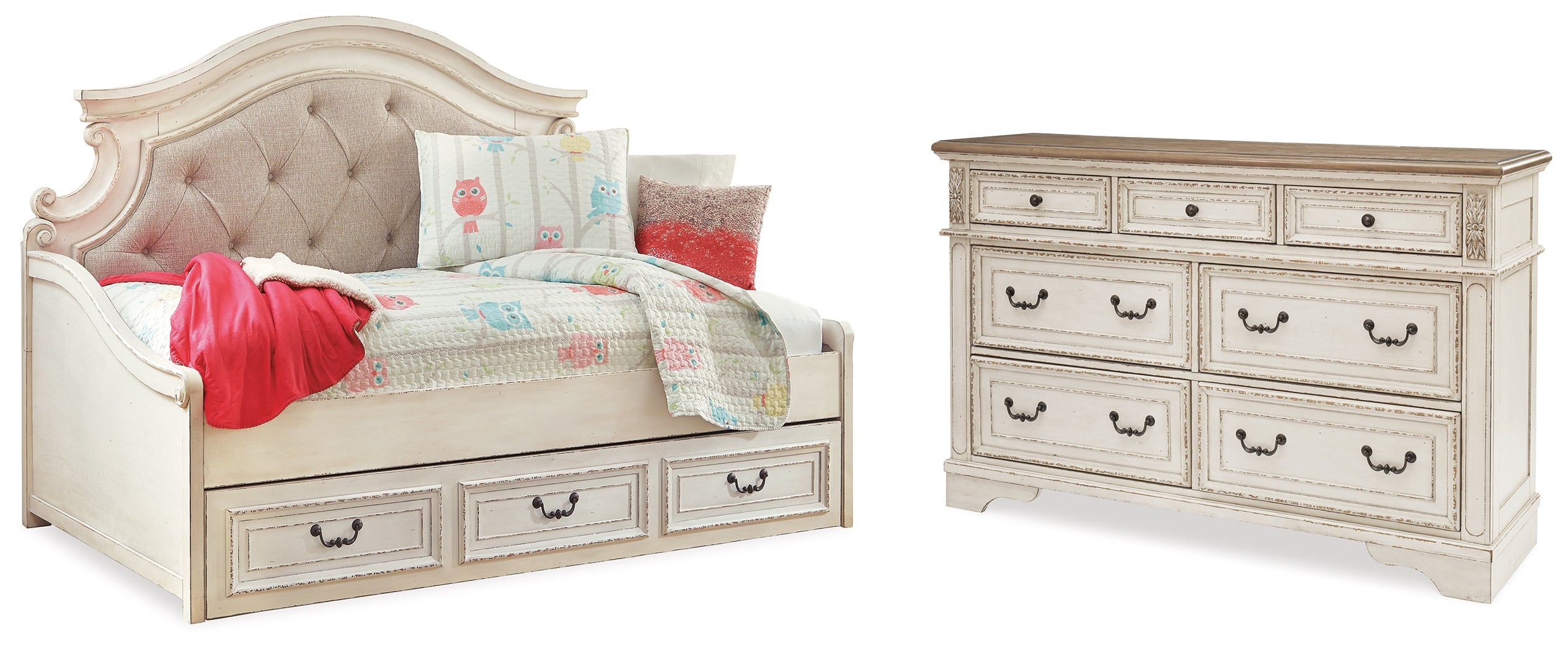 Realyn Two-tone Twin Storage Day Bed and Dresser - B743B43