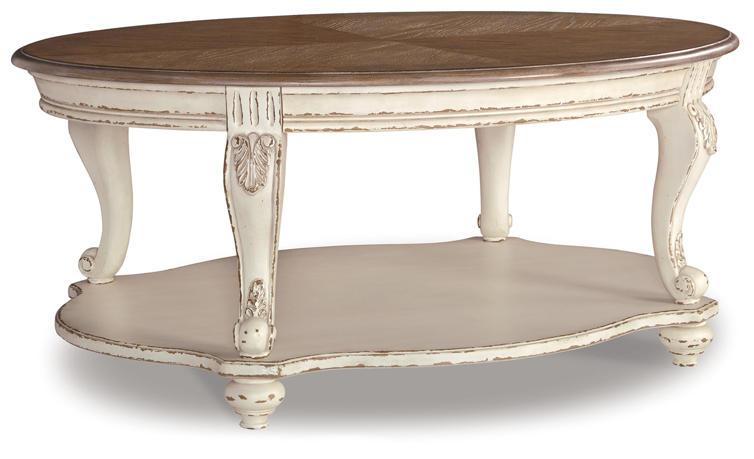 Realyn White/Brown Coffee Table and 2 End Tables - T743T1