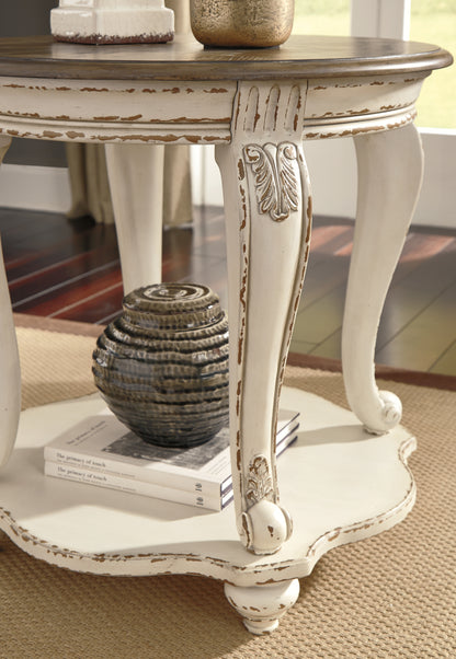 Realyn White/Brown Coffee Table and 2 End Tables - T743T1