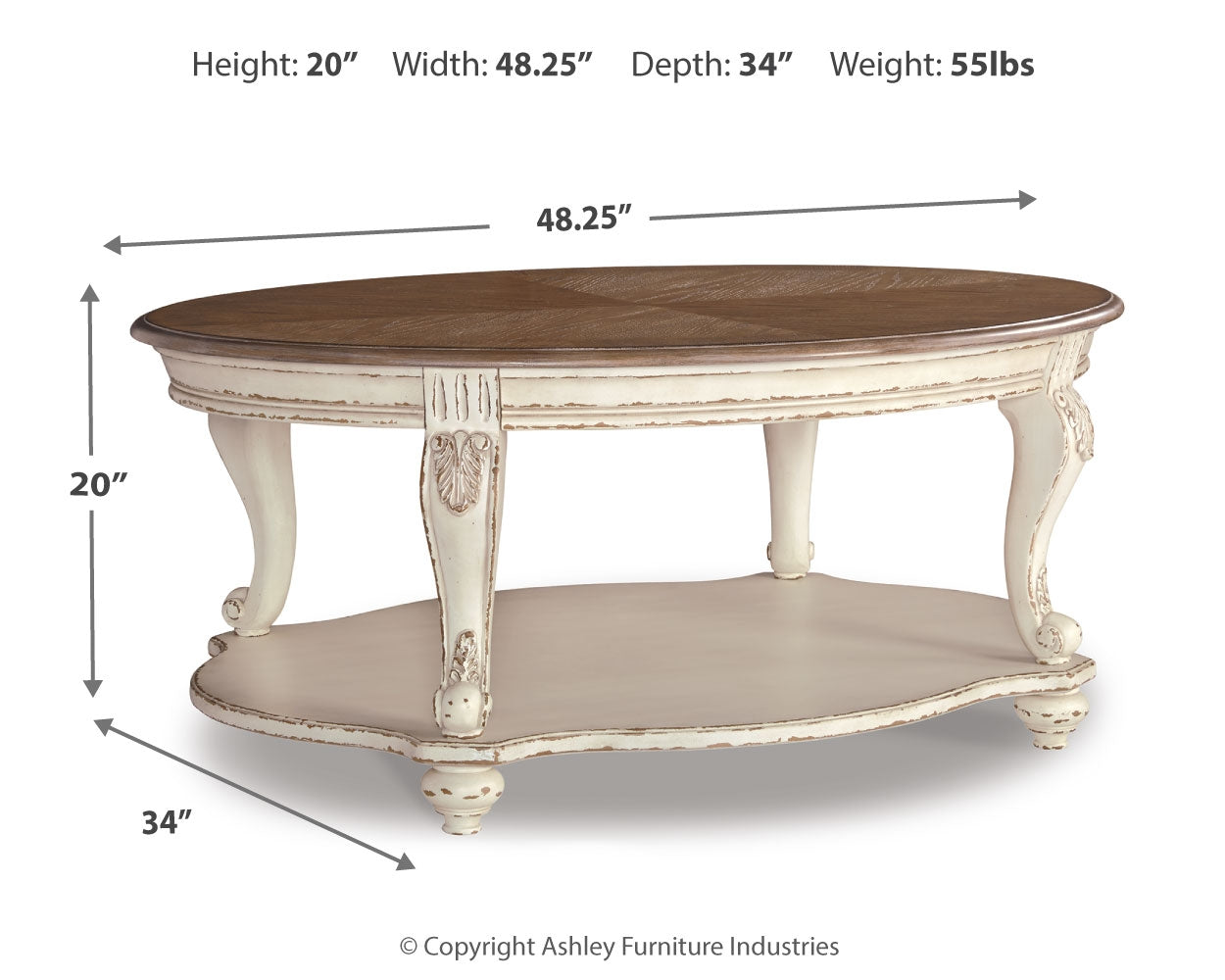 Realyn White/Brown Coffee Table and 2 End Tables - T743T1