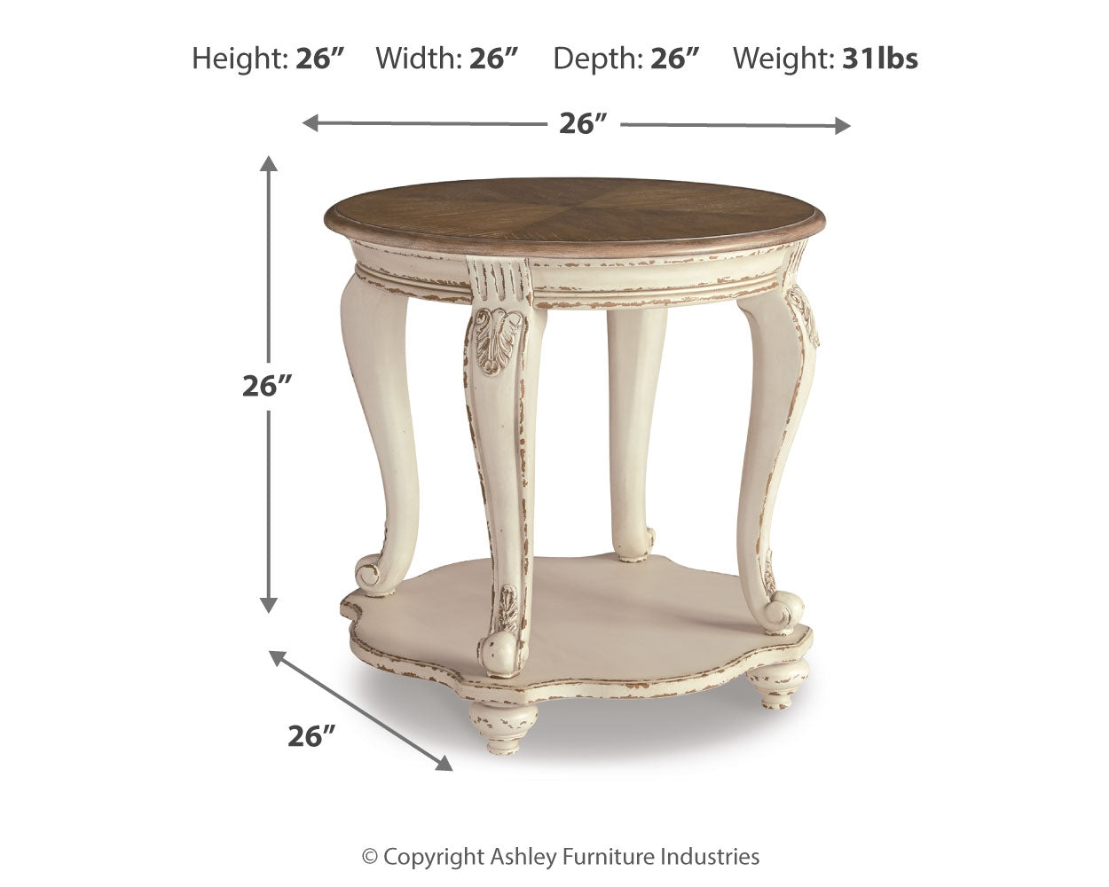 Realyn White/Brown Coffee Table and 2 End Tables - T743T1