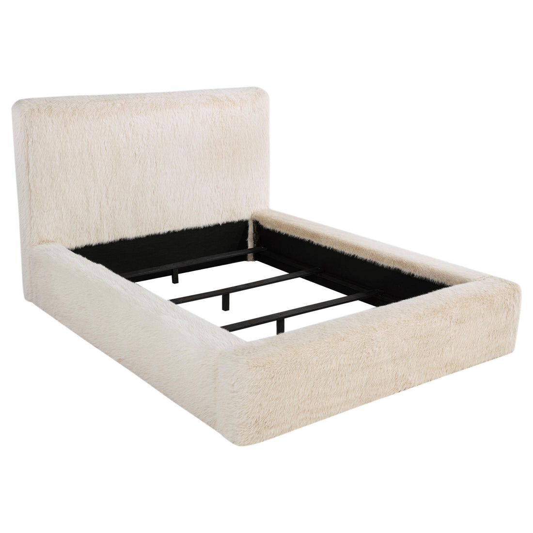 Rebecca Faux Fur Upholstered California King Bed Cream - 306141KW