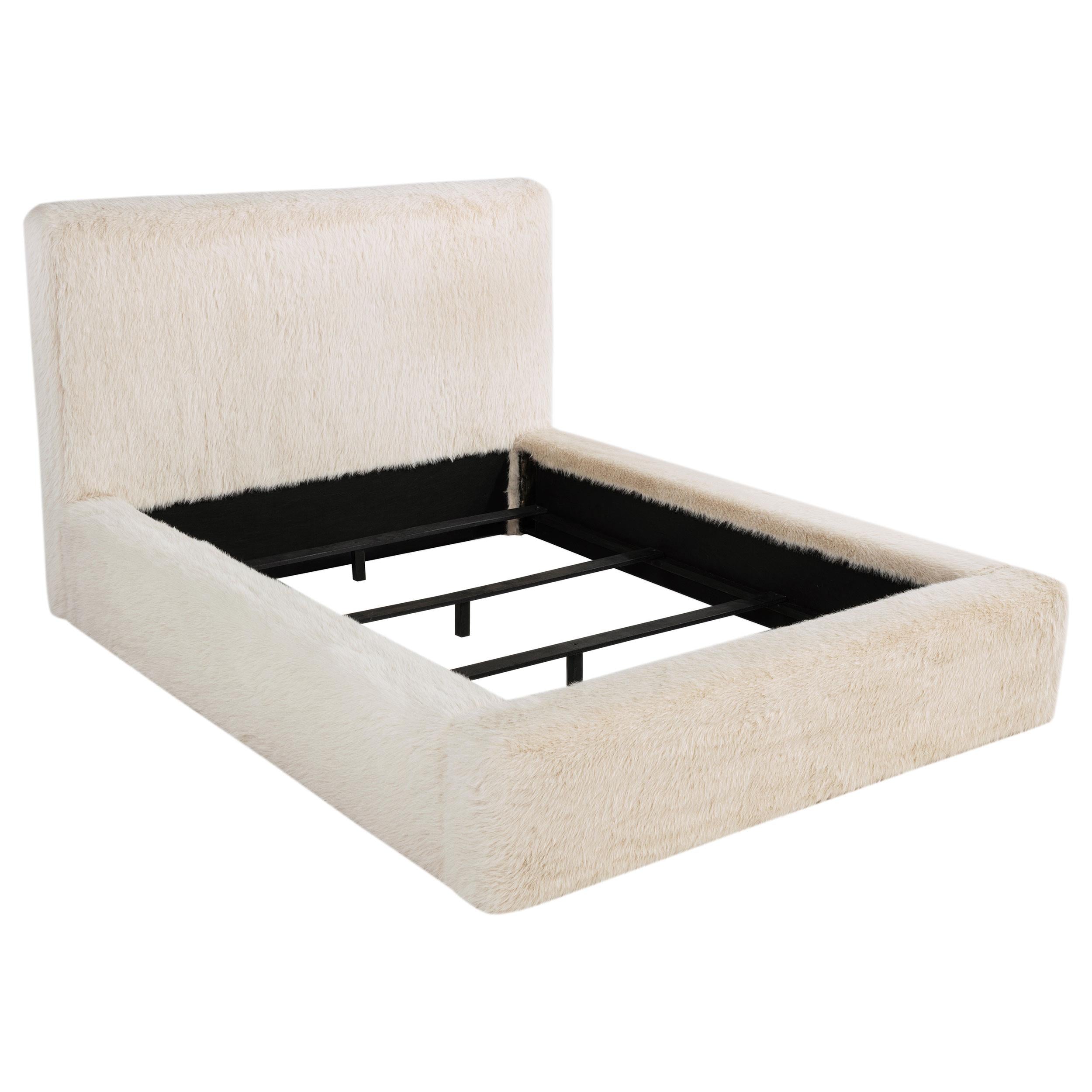 Rebecca Faux Fur Upholstered California King Bed Cream - 306141KW