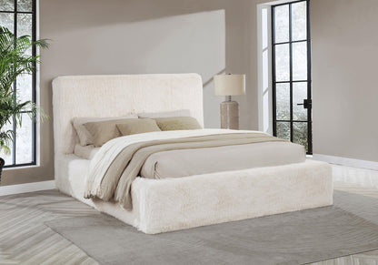 Rebecca Faux Fur Upholstered California King Bed Cream - 306141KW