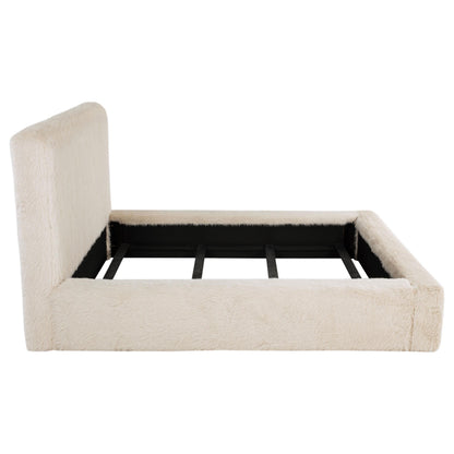 Rebecca Faux Fur Upholstered California King Bed Cream - 306141KW