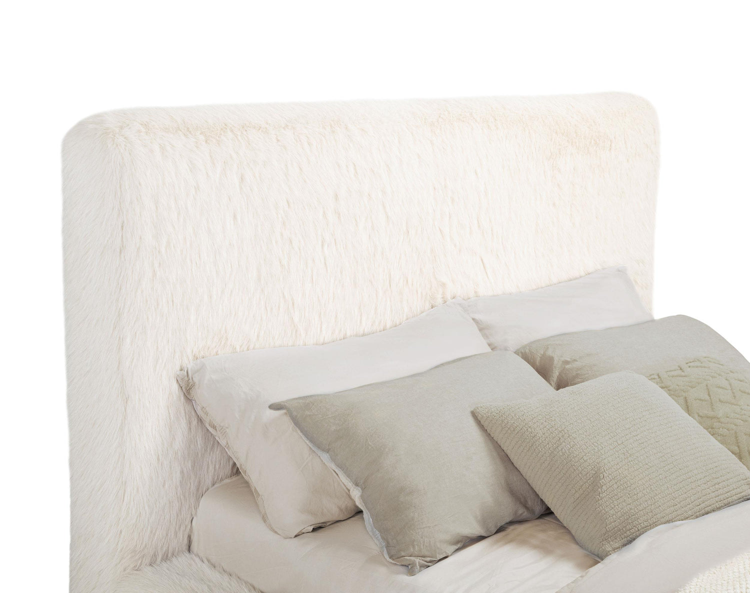 Rebecca Faux Fur Upholstered California King Bed Cream - 306141KW