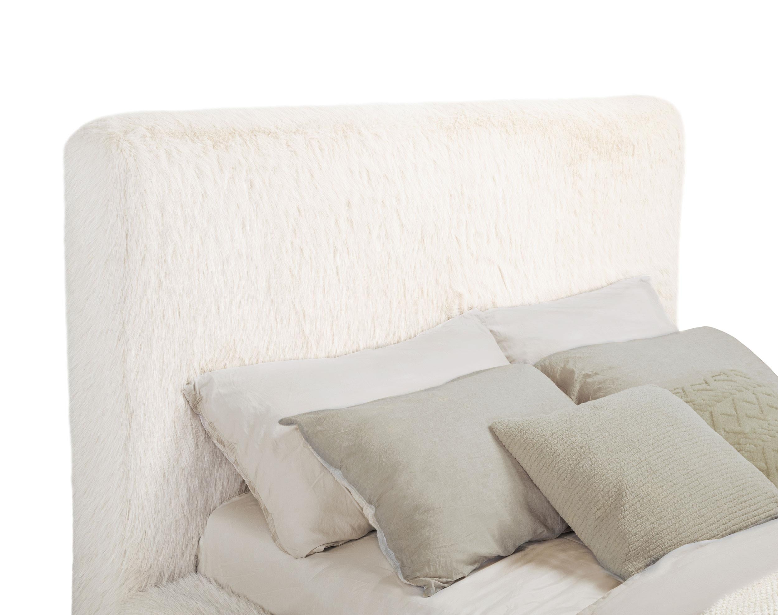 Rebecca Faux Fur Upholstered California King Bed Cream - 306141KW