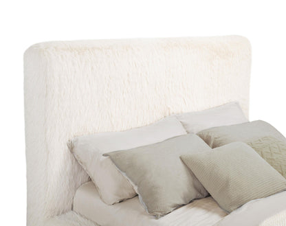 Rebecca Faux Fur Upholstered California King Bed Cream - 306141KW