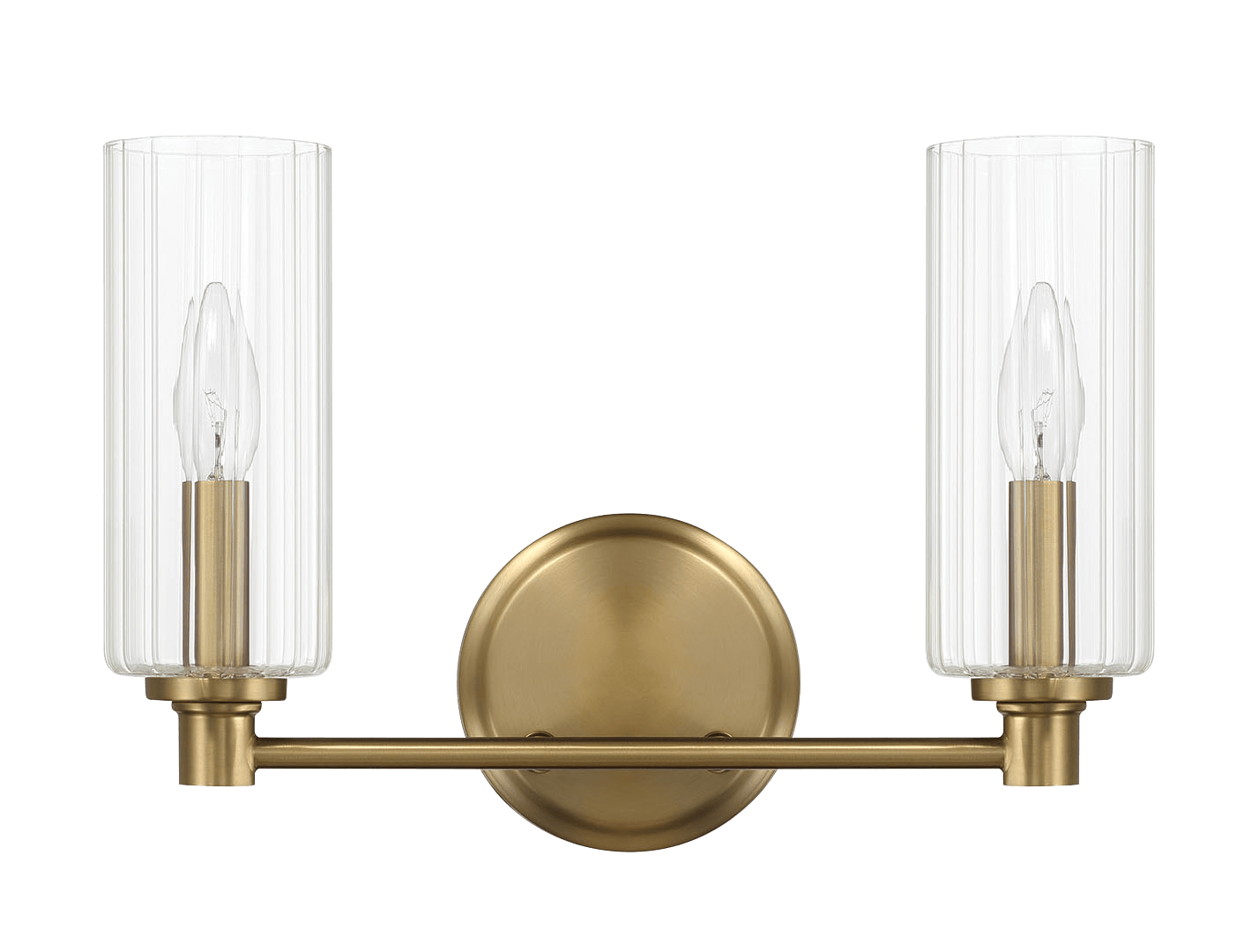 Regal Double Light Vanity With Clear Ribbed Glass - Satin Brass - WLL03901001