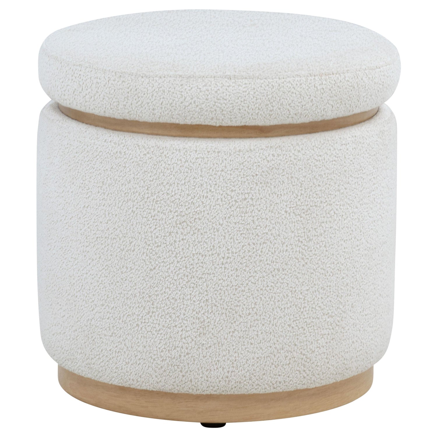 Remuda Boucle Upholstered Round Storage Ottoman Ivory - 915423