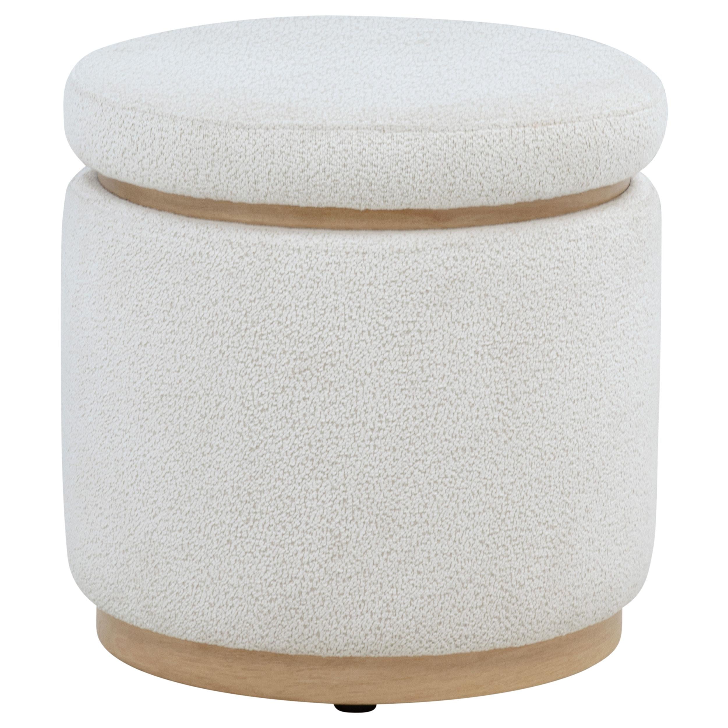 Remuda Boucle Upholstered Round Storage Ottoman Ivory - 915423