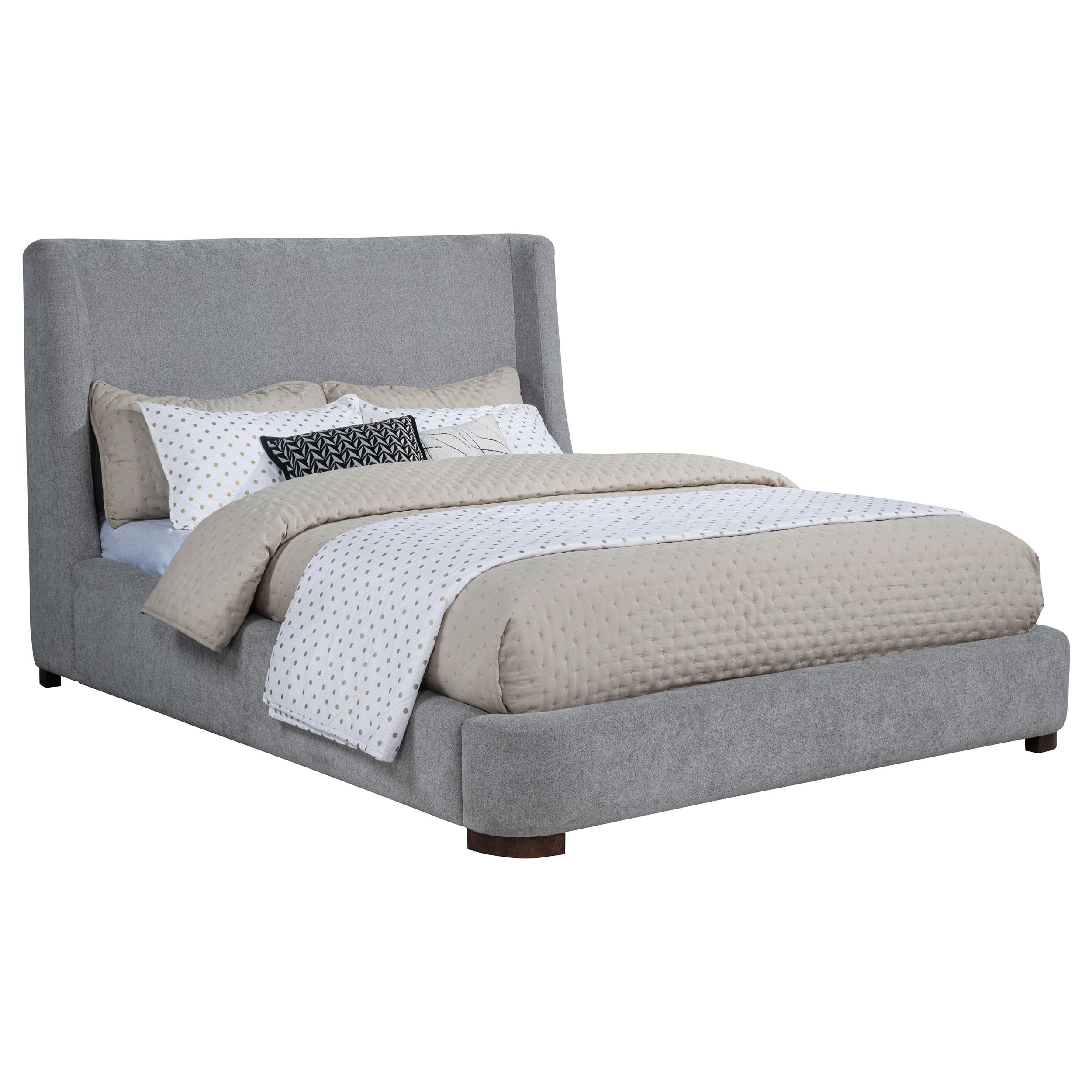 Rennes Upholstered Eastern King Wingback Platform Bed Grey - 315928KE