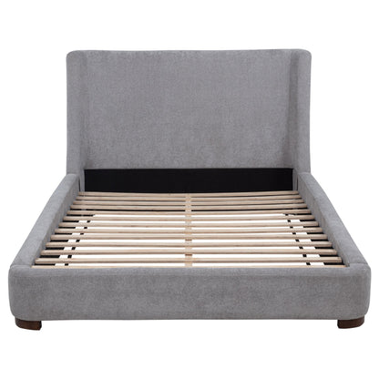 Rennes Upholstered Eastern King Wingback Platform Bed Grey - 315928KE