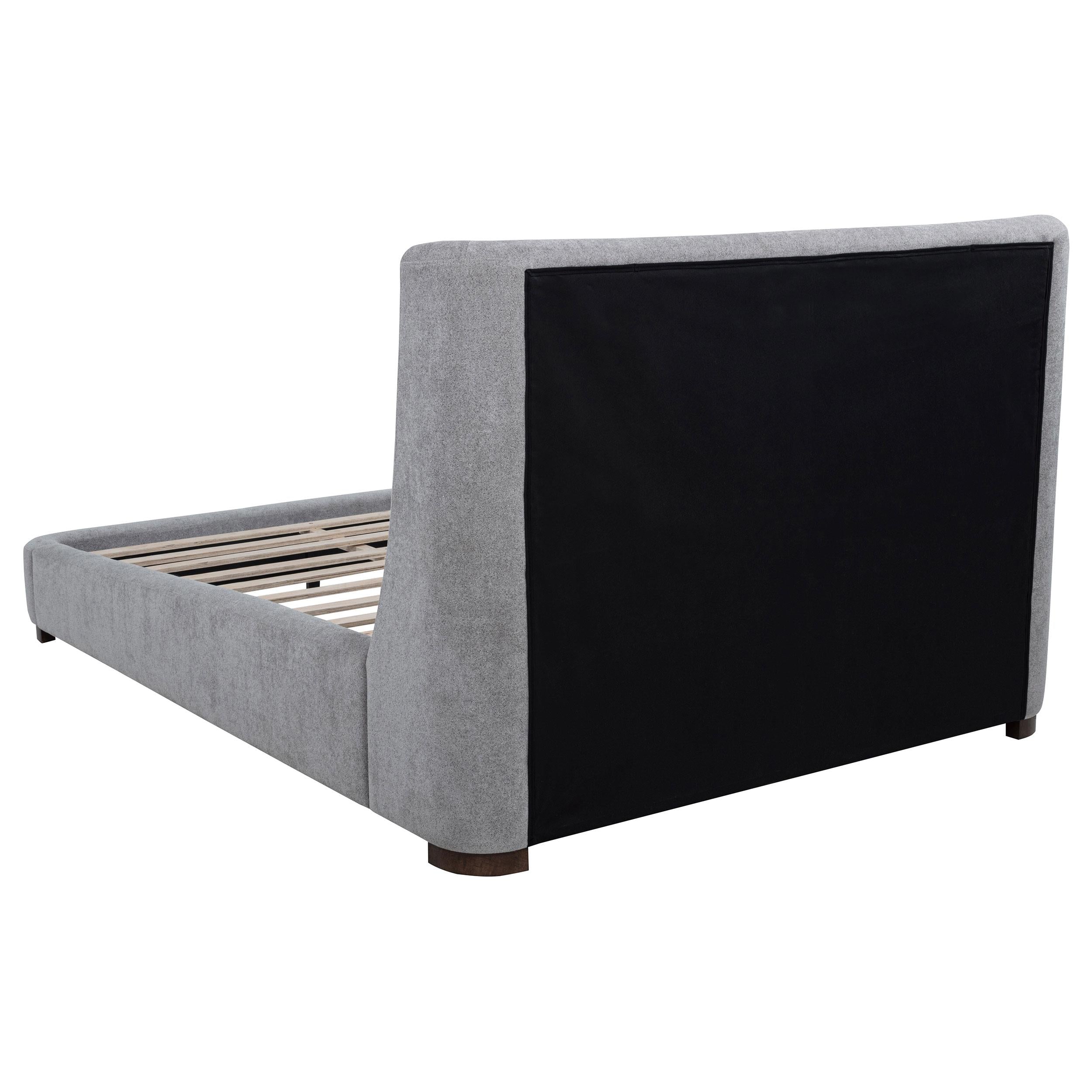 Rennes Upholstered Eastern King Wingback Platform Bed Grey - 315928KE