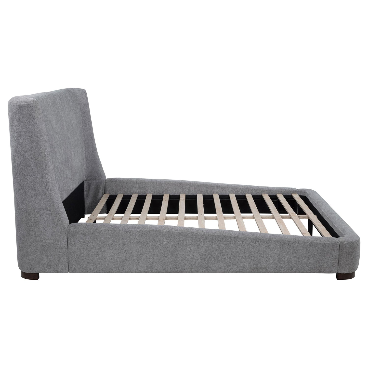 Rennes Upholstered Eastern King Wingback Platform Bed Grey - 315928KE