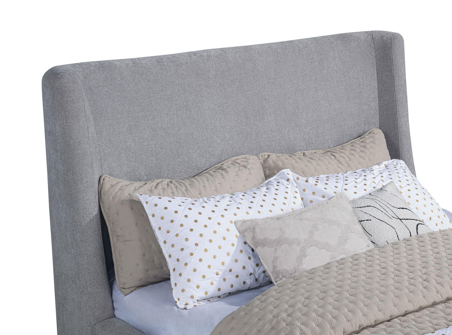 Rennes Upholstered Eastern King Wingback Platform Bed Grey - 315928KE