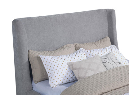 Rennes Upholstered Eastern King Wingback Platform Bed Grey - 315928KE