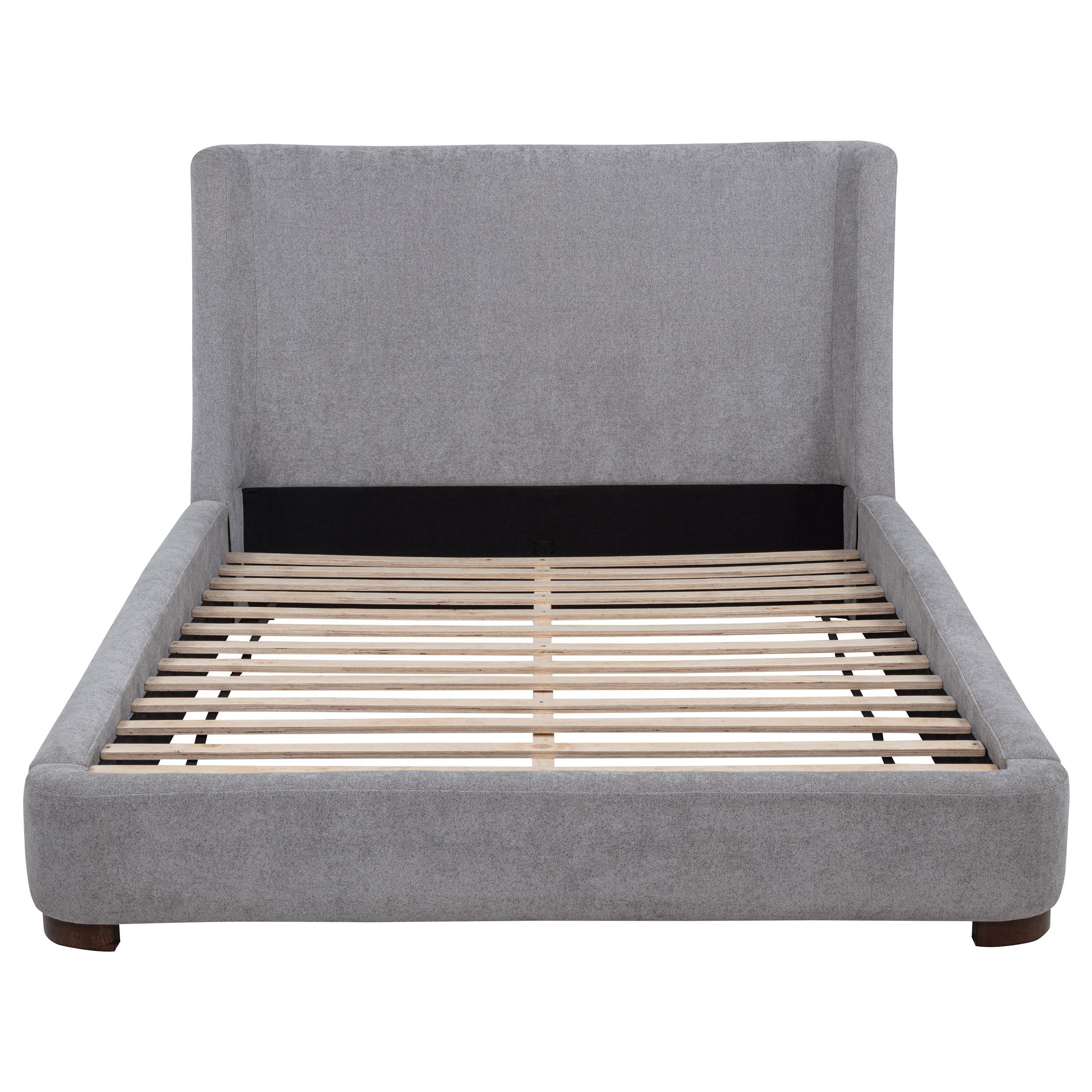 Rennes Upholstered Queen Wingback Platform Bed Grey - 315928Q