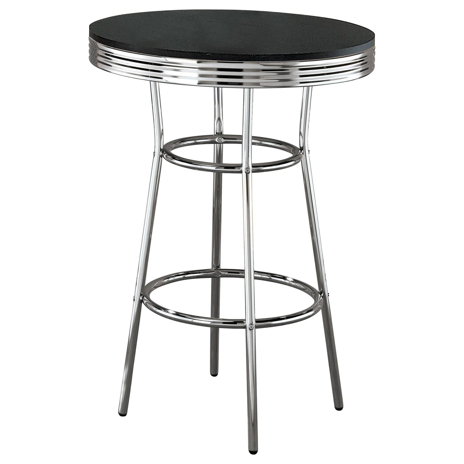 Retro 3-piece Round 1950s Bistro Pub Bar Table Set Black - 2405-S3