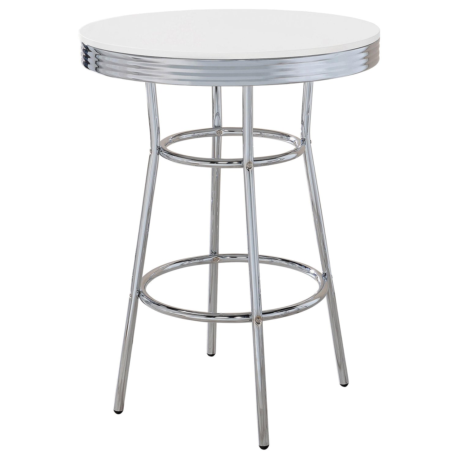 Retro 3-piece Round 1950s Bistro Pub Bar Table Set White - 2300-S3