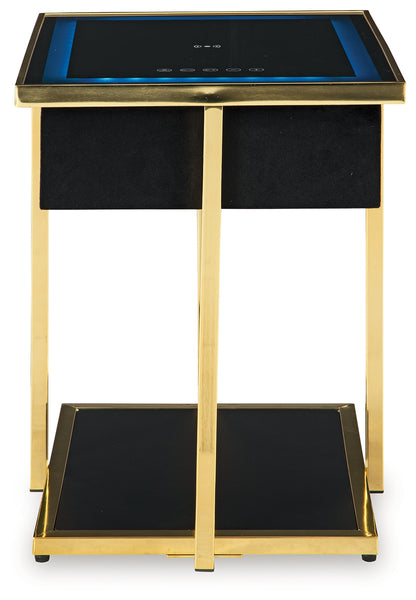 Rexwell Black/Gold Finish Accent Table with Speaker - A4000681