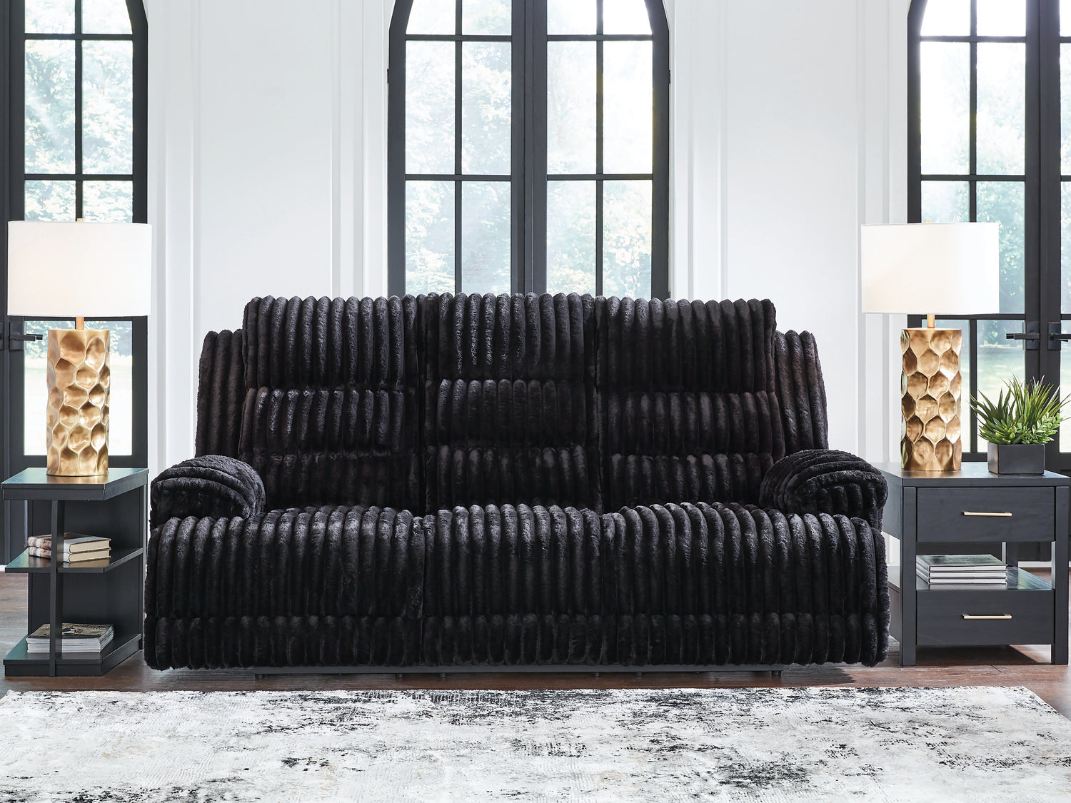 Rhine Falls Onyx Power Reclining Sofa with Drop Down Table - PC4280599