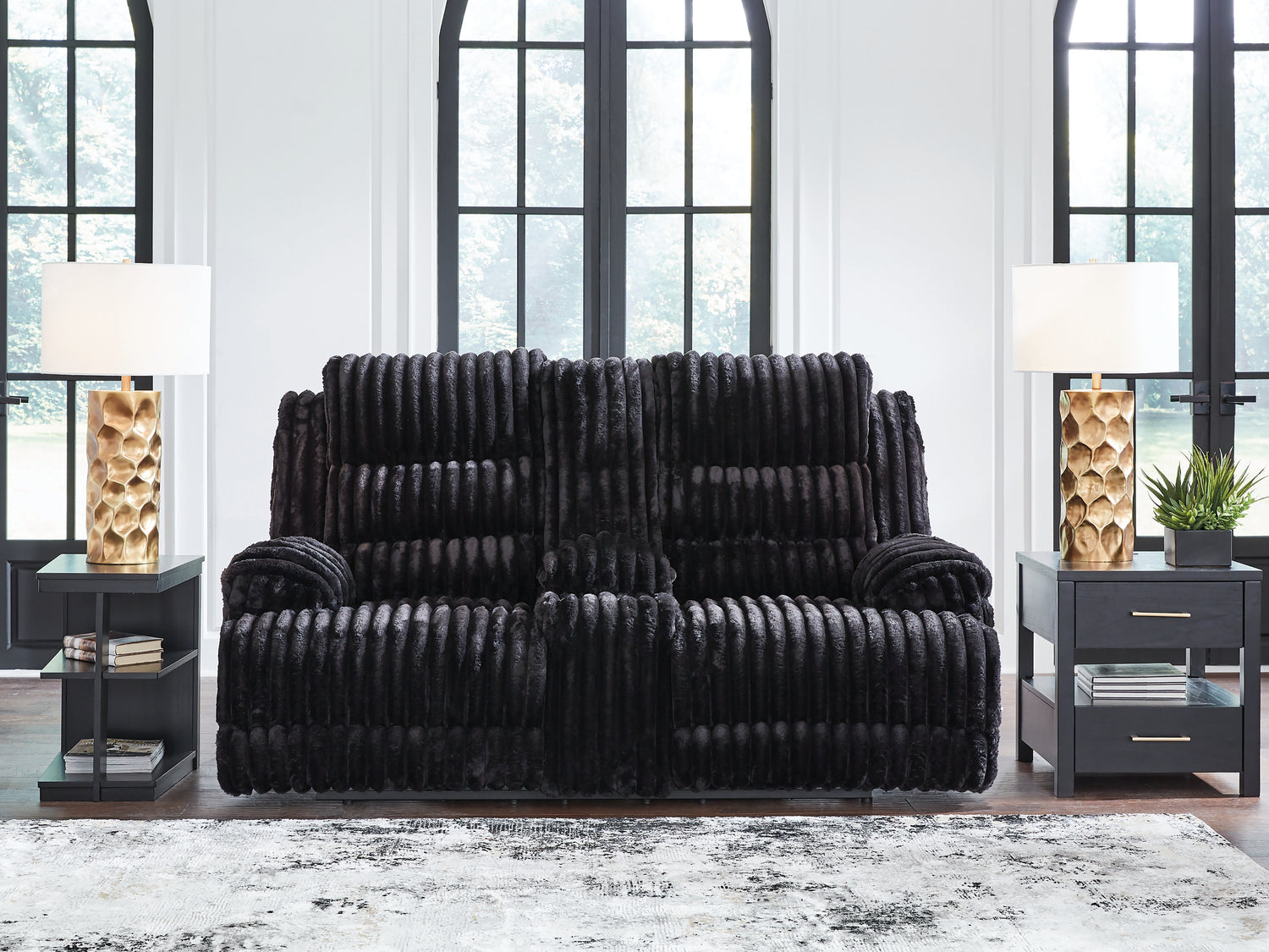 Rhine Falls Onyx Reclining Loveseat with Console - PC4280596