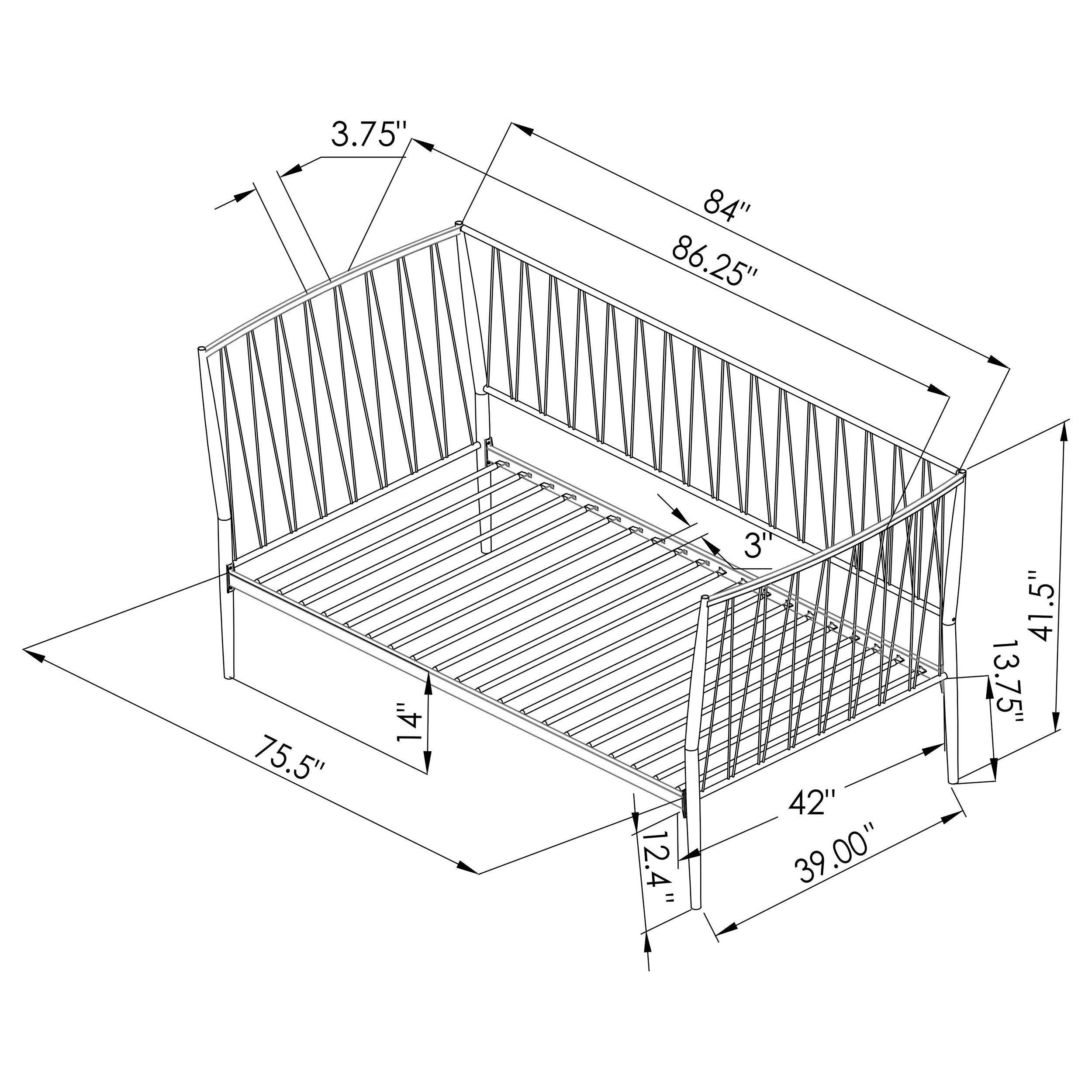Richland Metal Twin Daybed Bed Frame Matte Black - 301057